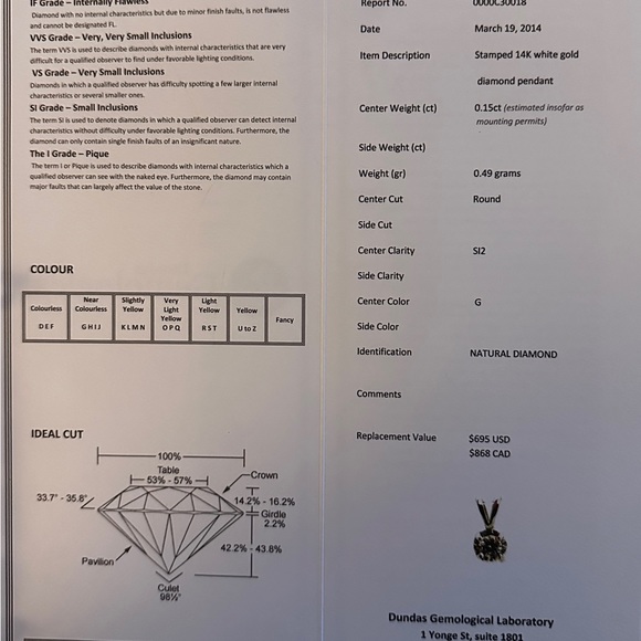 14K White Gold Diamond Pendant - Picture 6 of 6